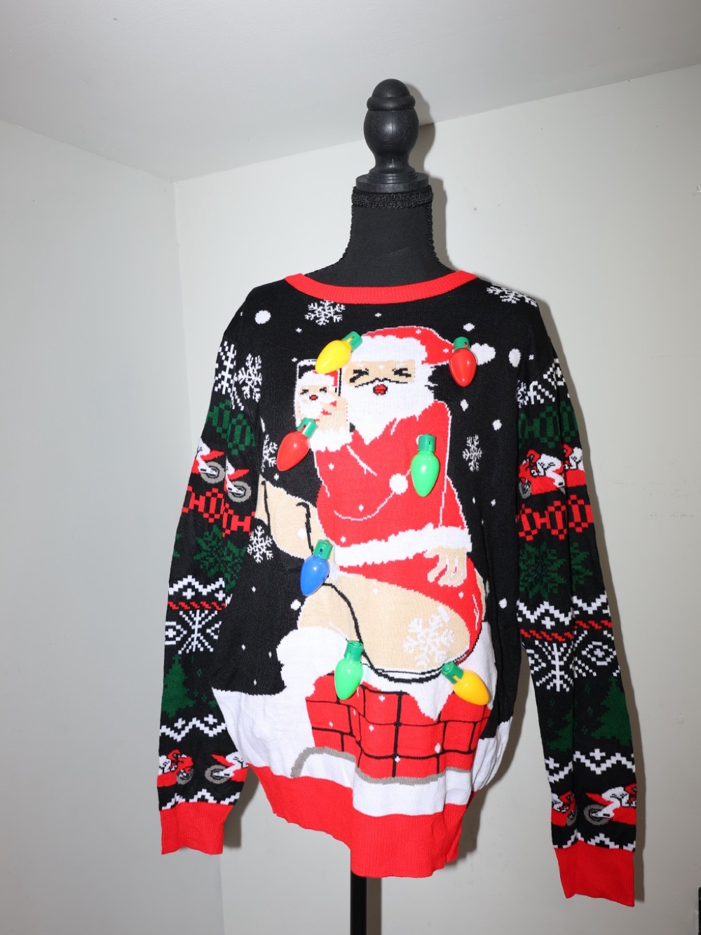 Festive Santa Light-Up Men Holiday Ugly Sweater